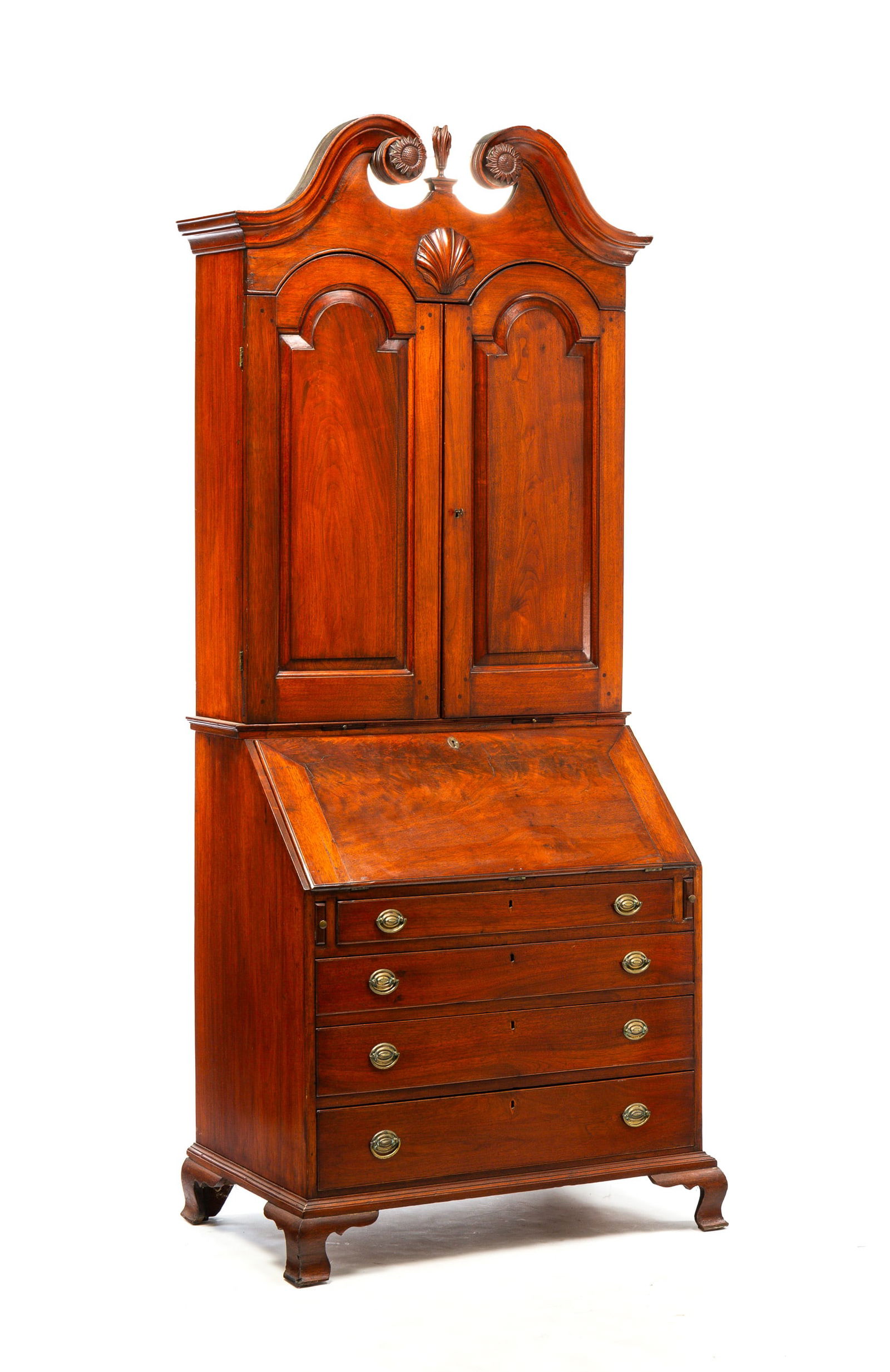 CHIPPENDALE SECRETARY BOOKCASE. (1 of 9)