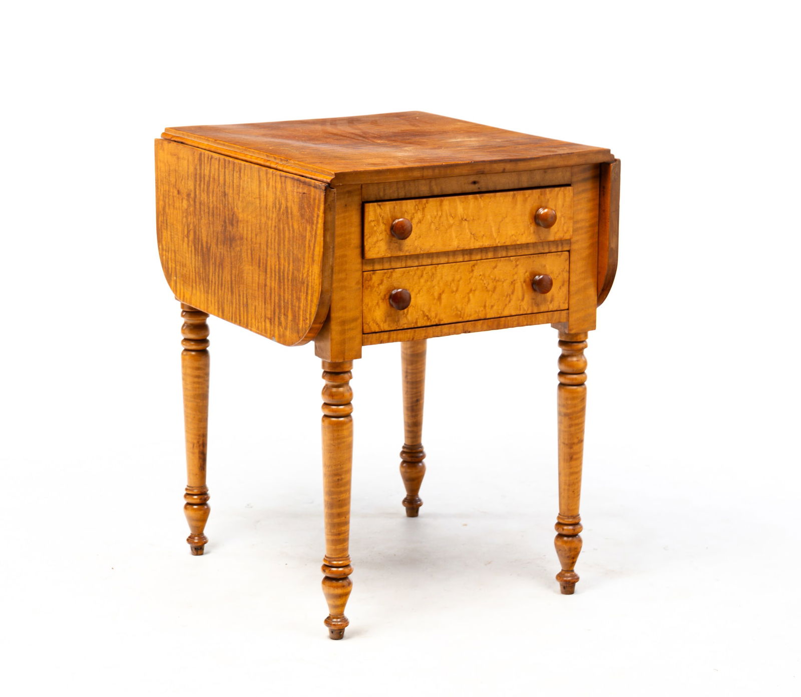 COUNTRY SHERATON TWO-DRAWER DROP LEAF TABLE. (1 of 3)