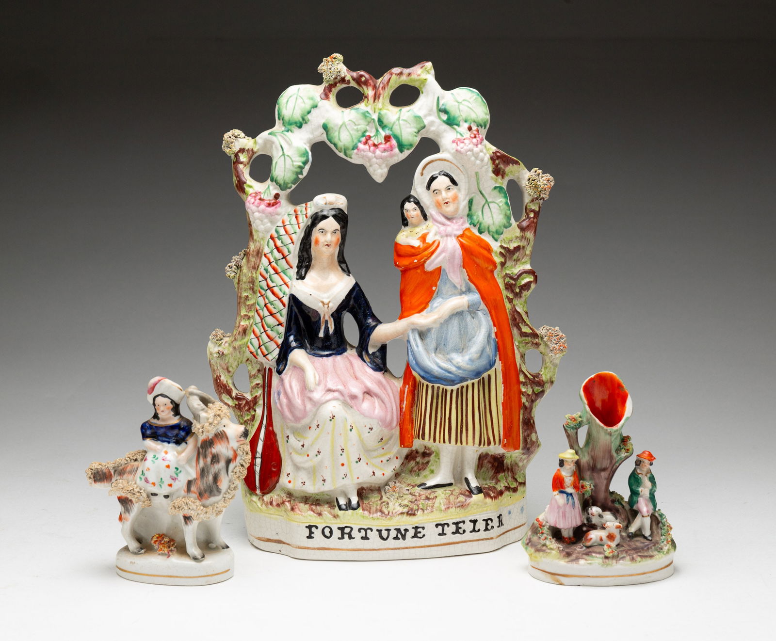 THREE STAFFORDSHIRE FIGURAL PIECES. (1 of 7)