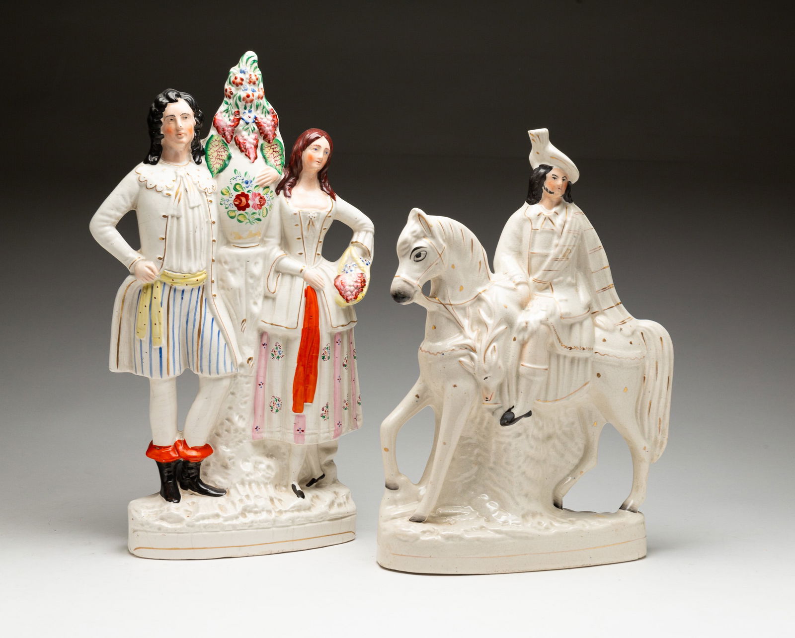 TWO LARGE STAFFORDSHIRE FIGURINES. (1 of 5)