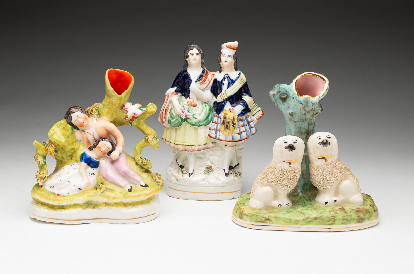THREE STAFFORDSHIRE FIGURINES. (1 of 6)