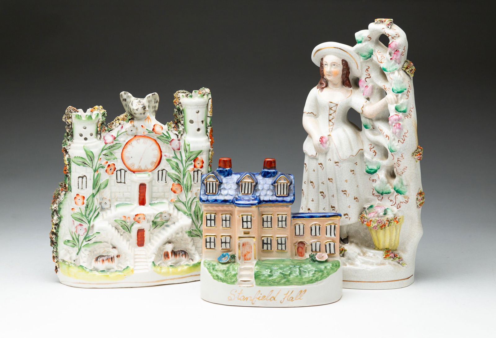 THREE STAFFORDSHIRE FIGURINES. (1 of 6)