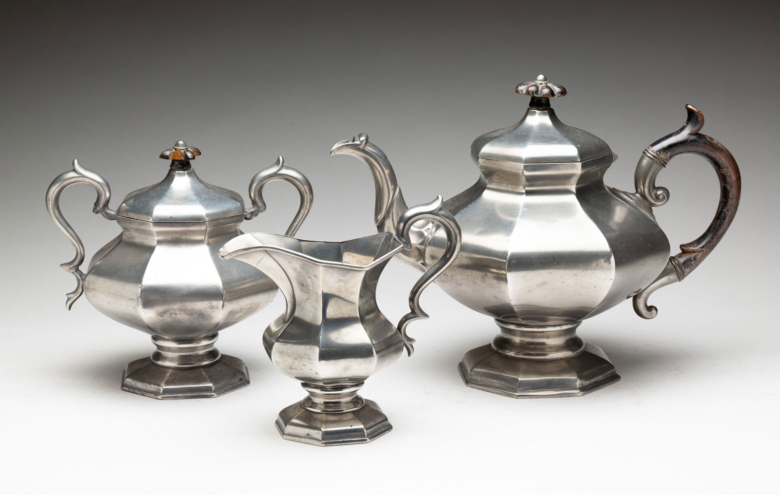JAMES DIXON AND SONS PEWTER THREE PIECE SET. (1 of 7)