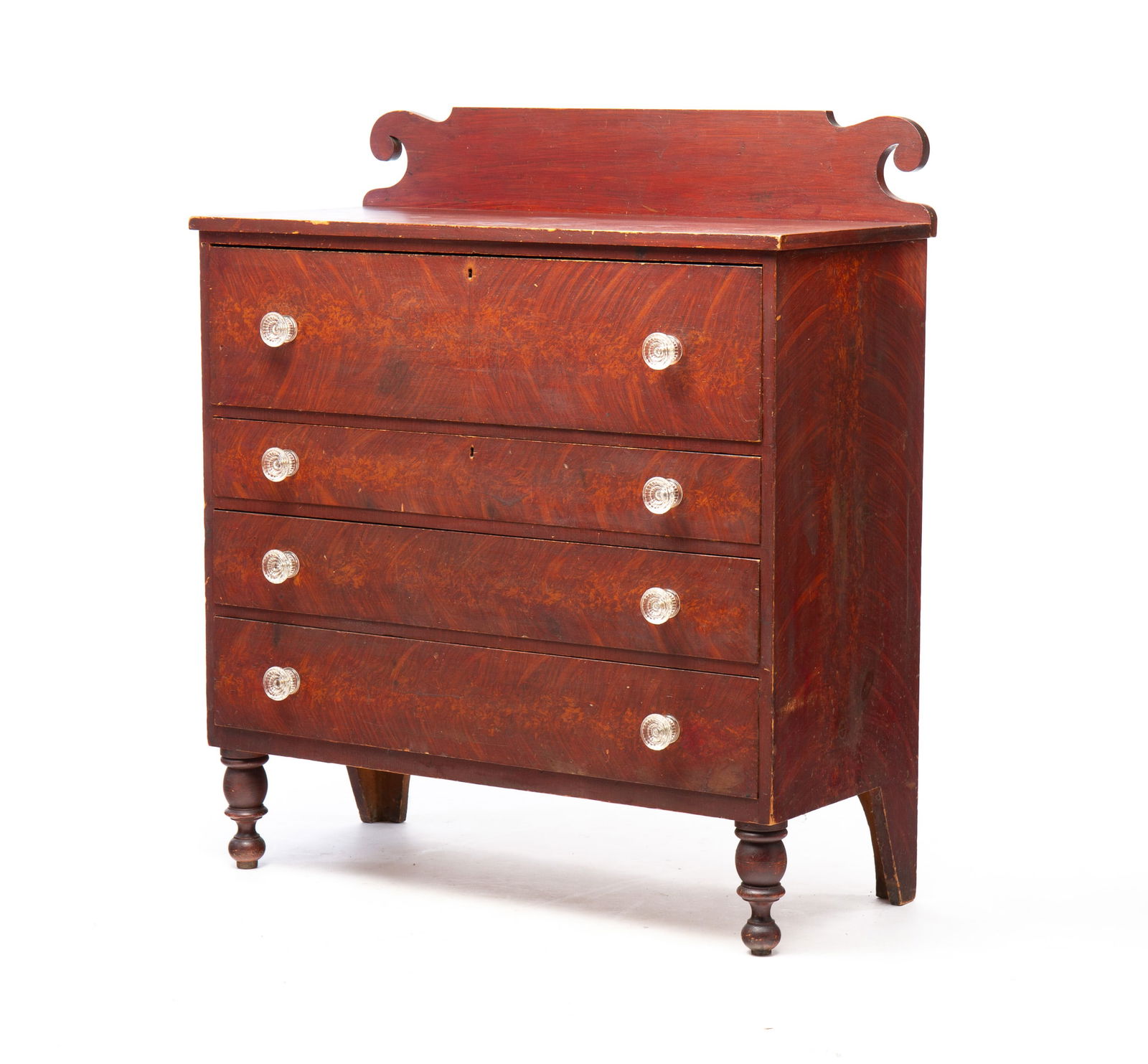 GRAIN PAINTED TRANSITIONAL CHEST. (1 of 4)