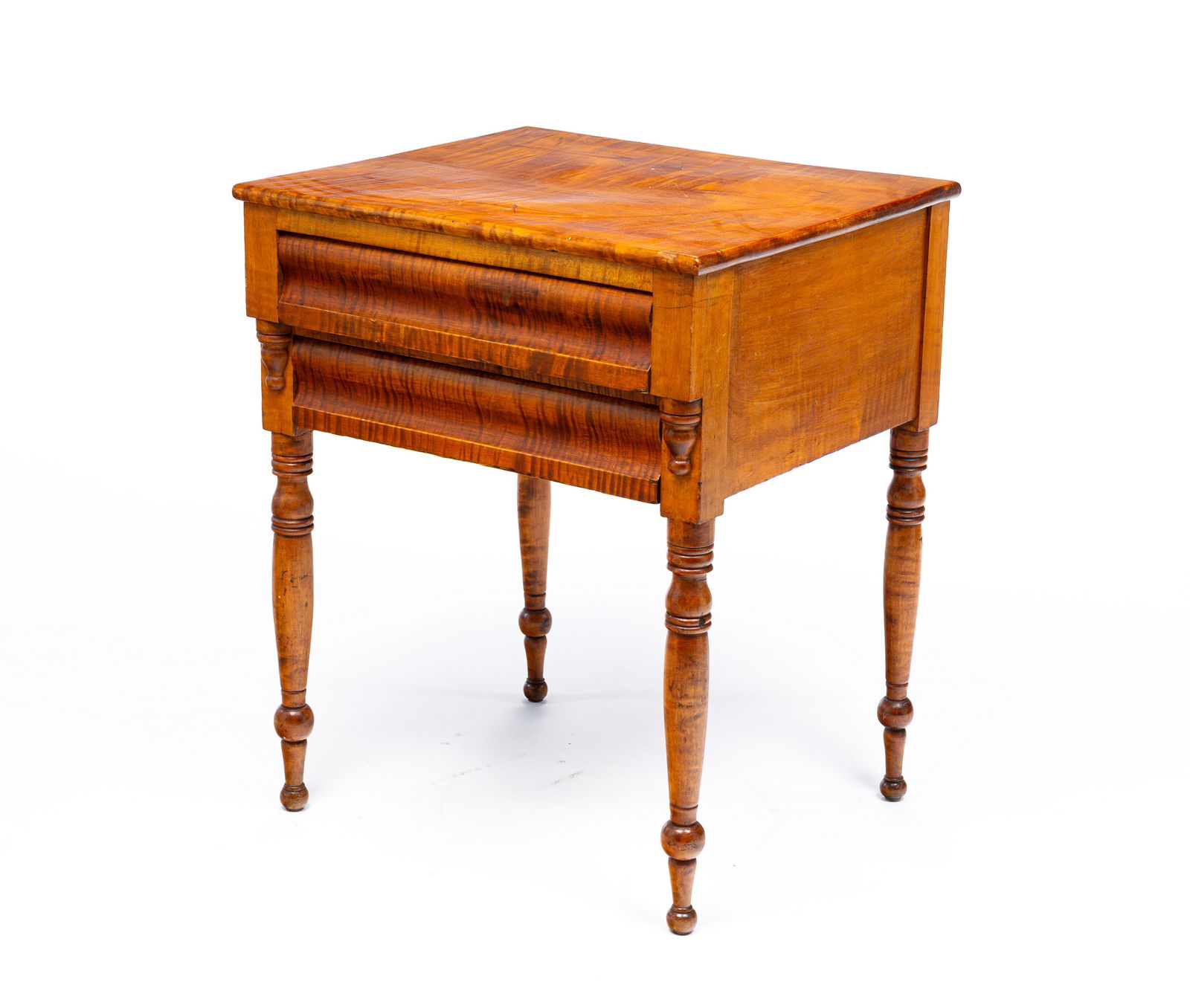 TRANSITIONAL COUNTRY TWO DRAWER TABLE. (1 of 4)