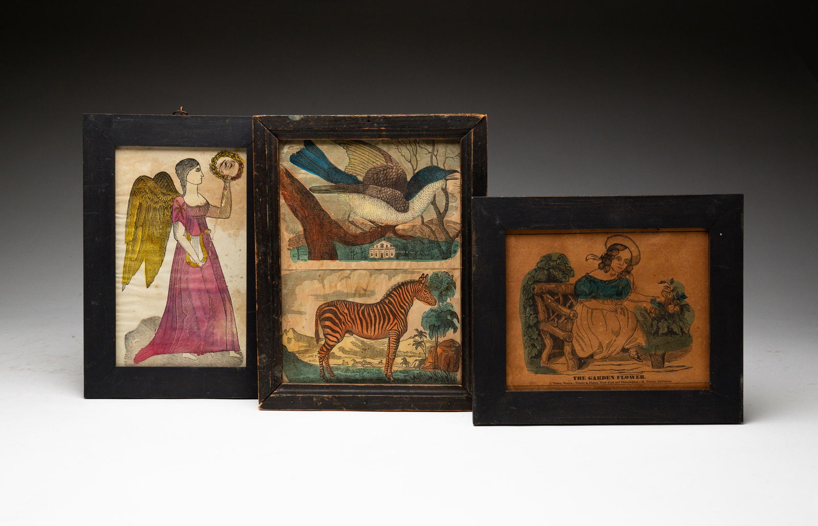 THREE HANDCOLORED PRINTS. (1 of 5)