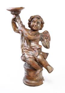 JO MEAD DESIGNS "SIENNA ANGEL".: American, late 20th Century. Resin. Nicely cast with silver red finish. 23.5"h.