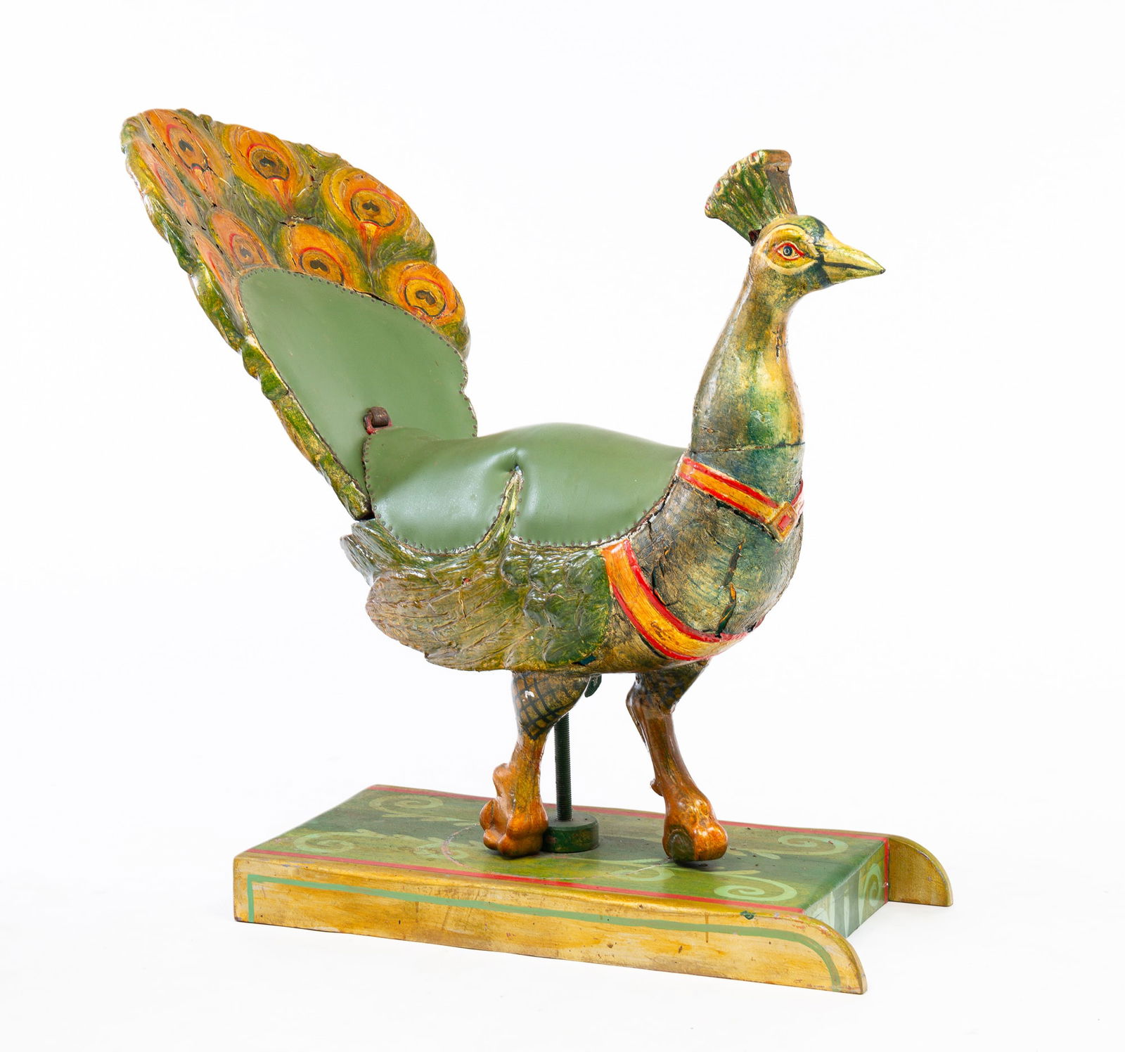 CHILDREN'S CARVED AND PAINTED WOOD (JUNIOR) CAROUSEL PEACOCK. (1 of 5)
