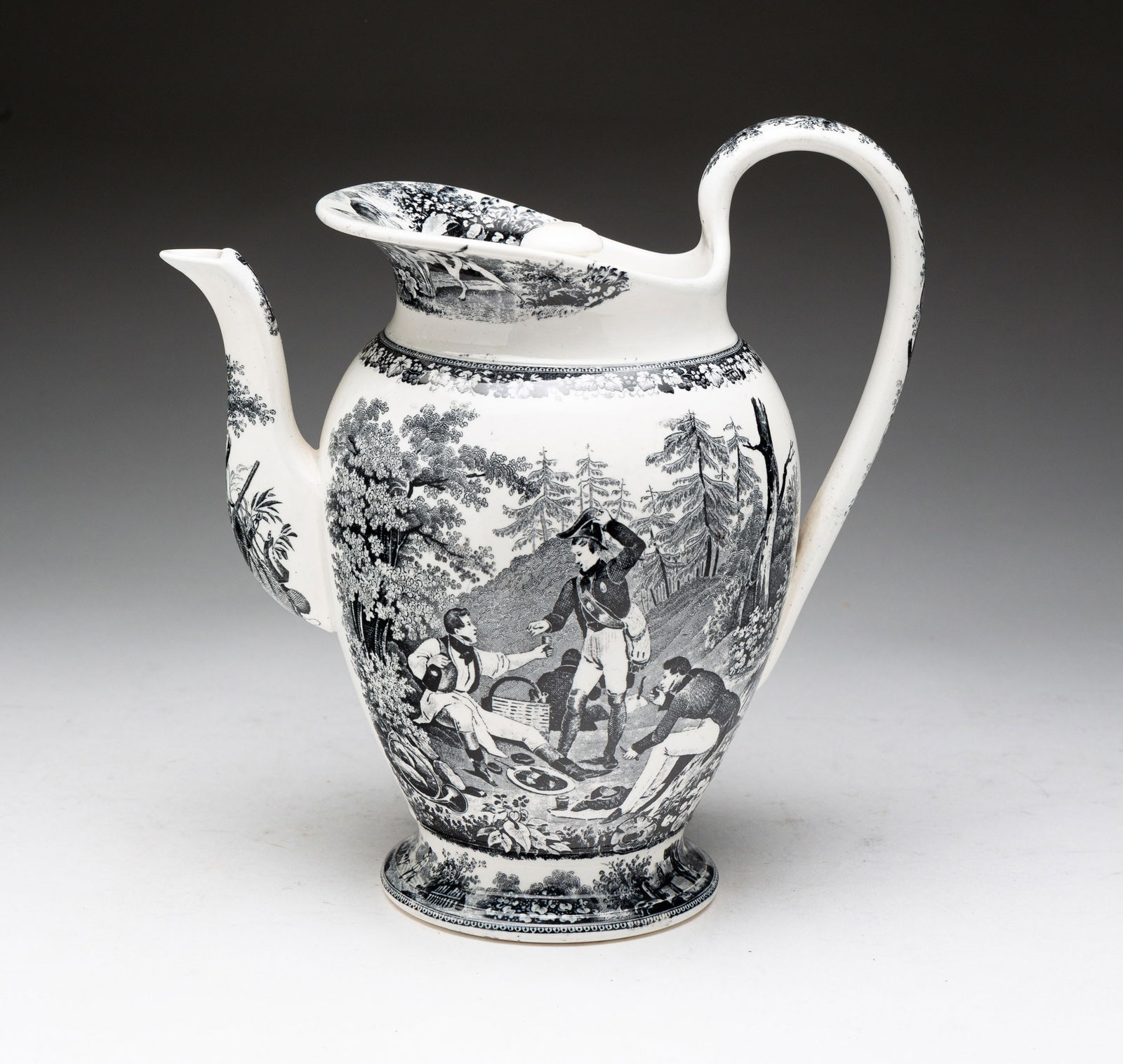 BLACK TRANSFERWARE COFFEE POT. (1 of 5)