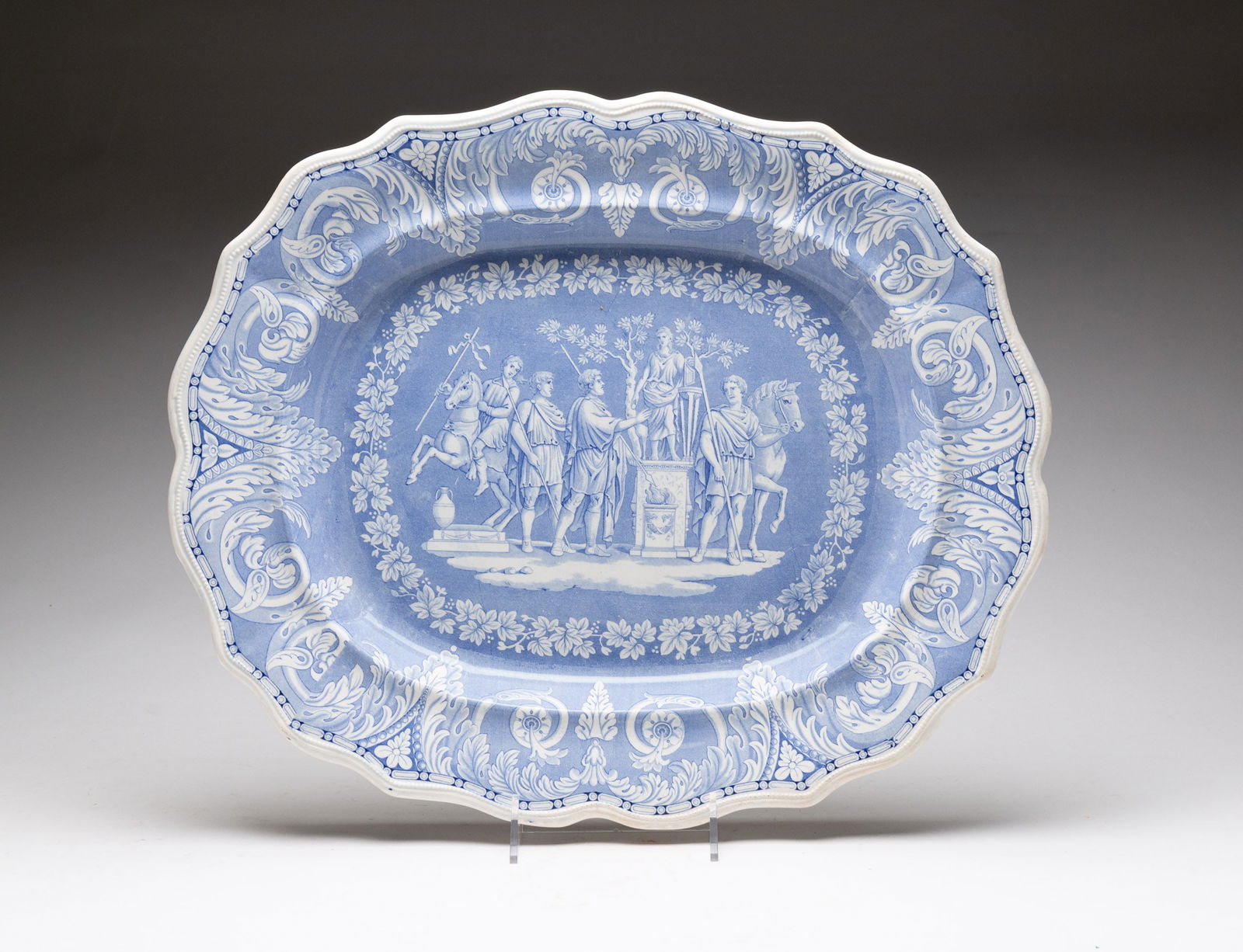 ELKIN, KNIGHT AND BRIDGEWOOD TRANSFERWARE PLATTER. (1 of 5)