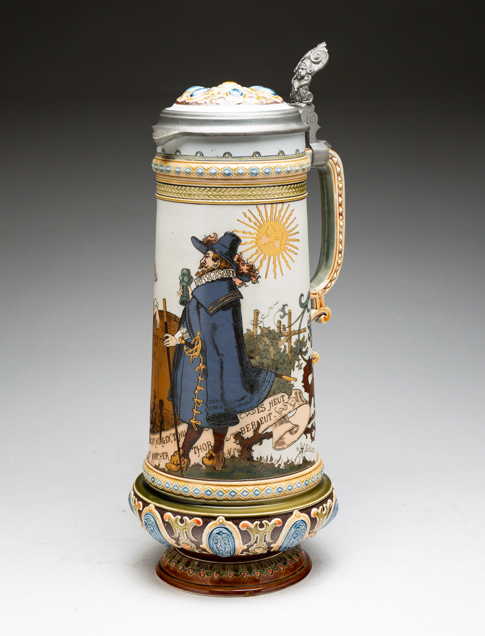 METTLACH "DUTCH COUNCILMAN AND BARMAID" STEIN. (1 of 5)