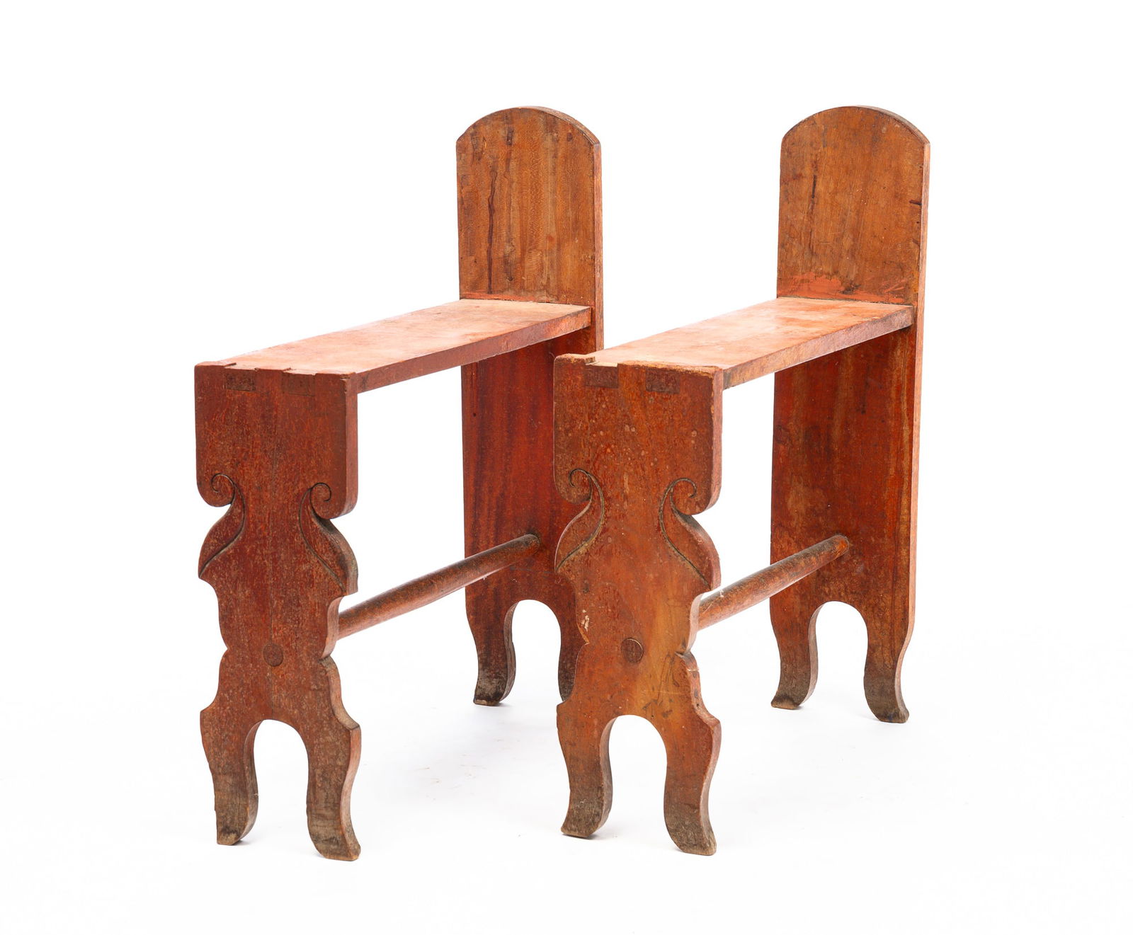 TWO PAINTED STOOLS. (1 of 2)