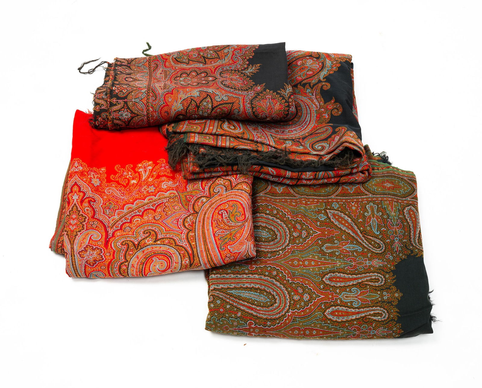 FOUR PAISLEY SHAWLS. (1 of 6)