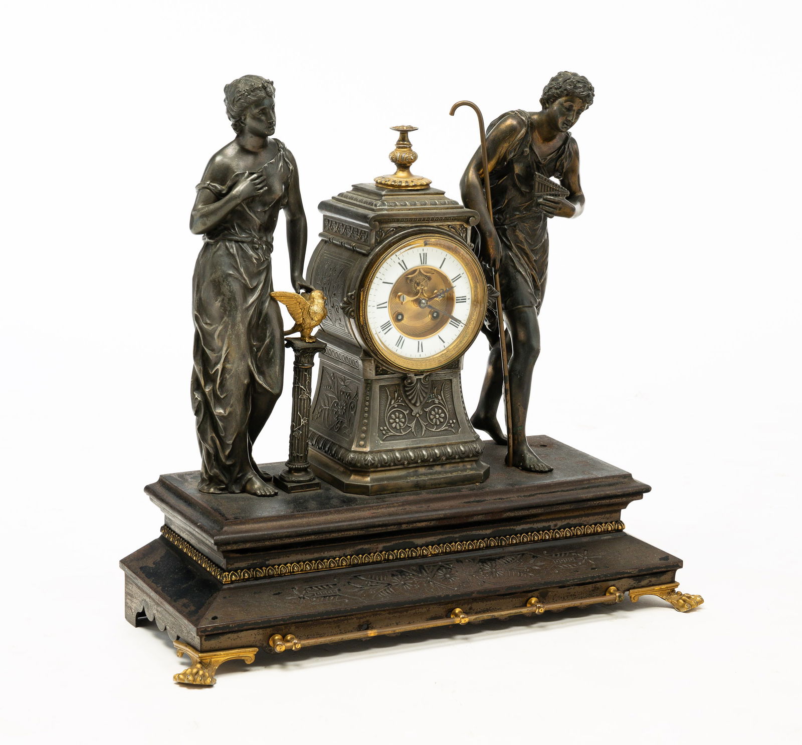 FRENCH METAL MANTLE CLOCK (1 of 7)