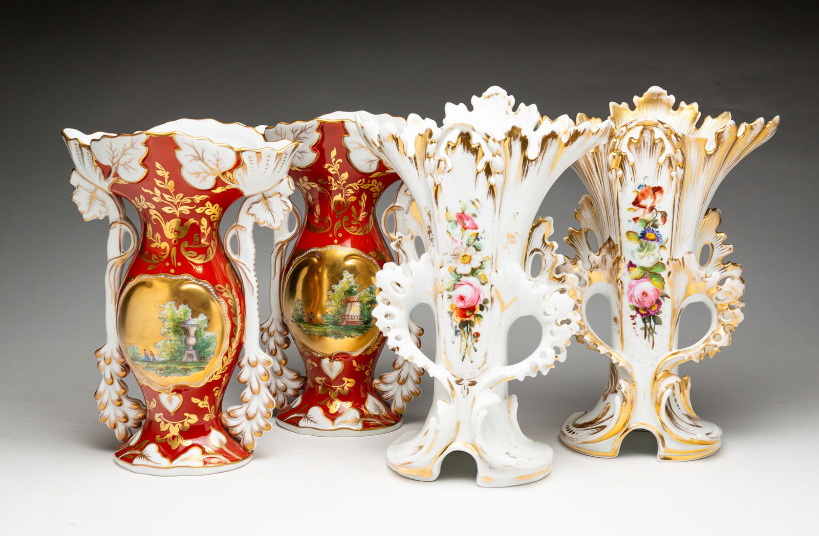 TWO PAIR OF POCKET VASES. (1 of 5)