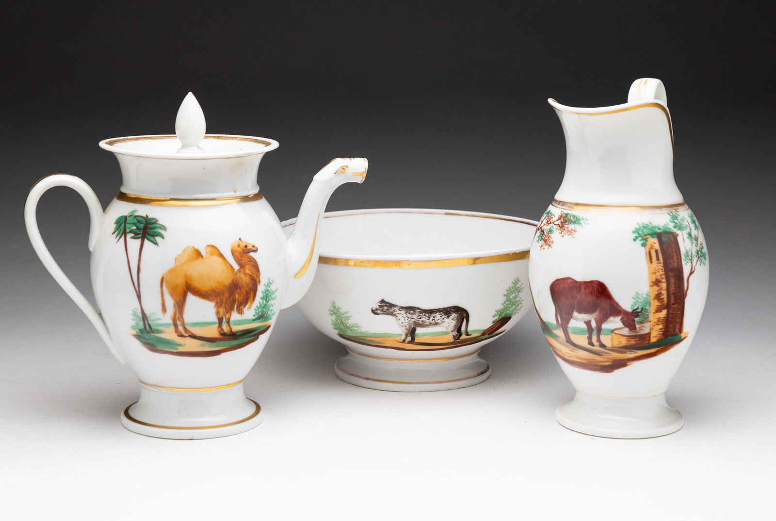 THREE PIECES "OLD PARIS" CHINA. (1 of 7)