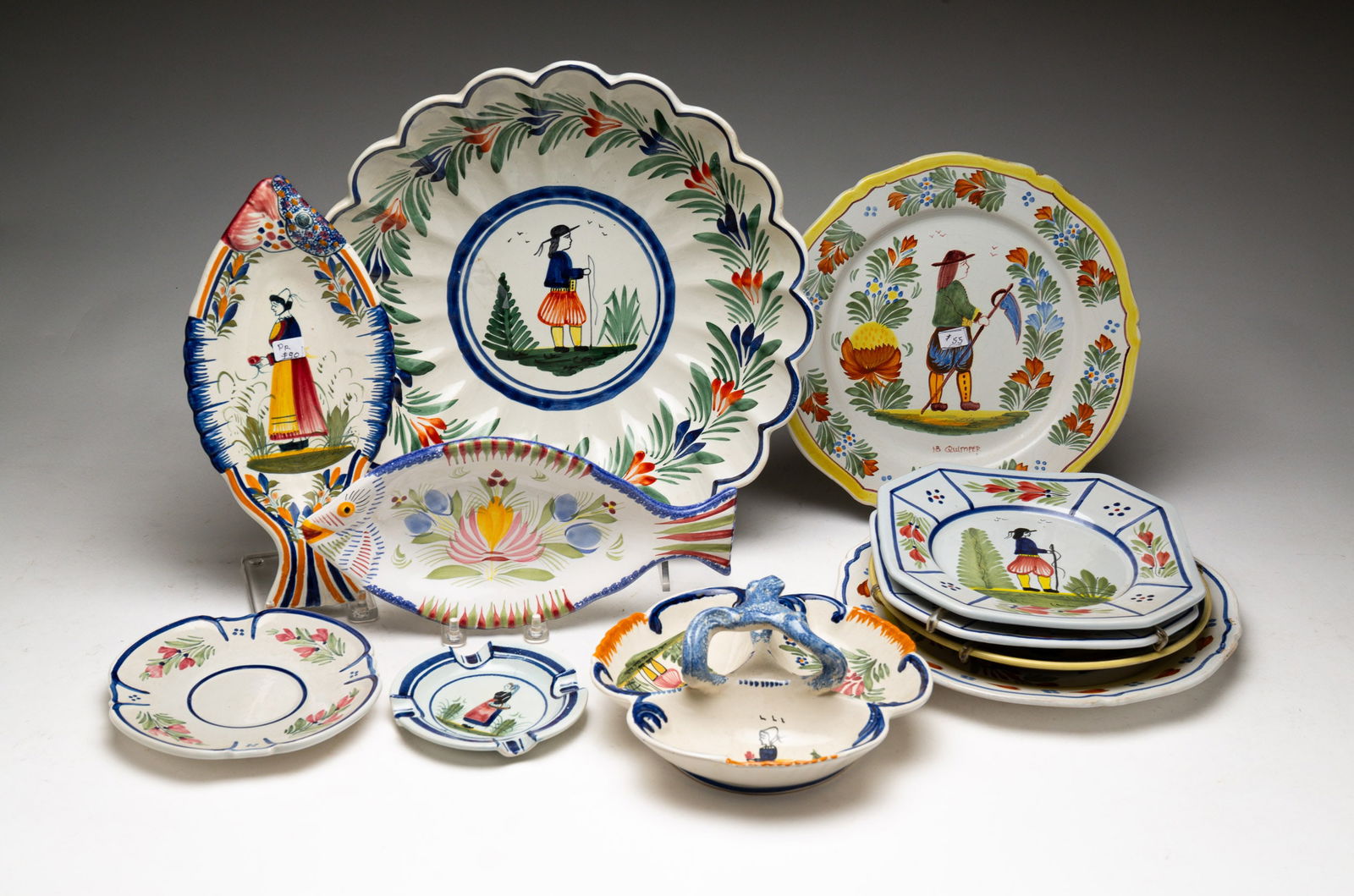 GROUP OF HENRIOT QUIMPER PIECES. (1 of 6)