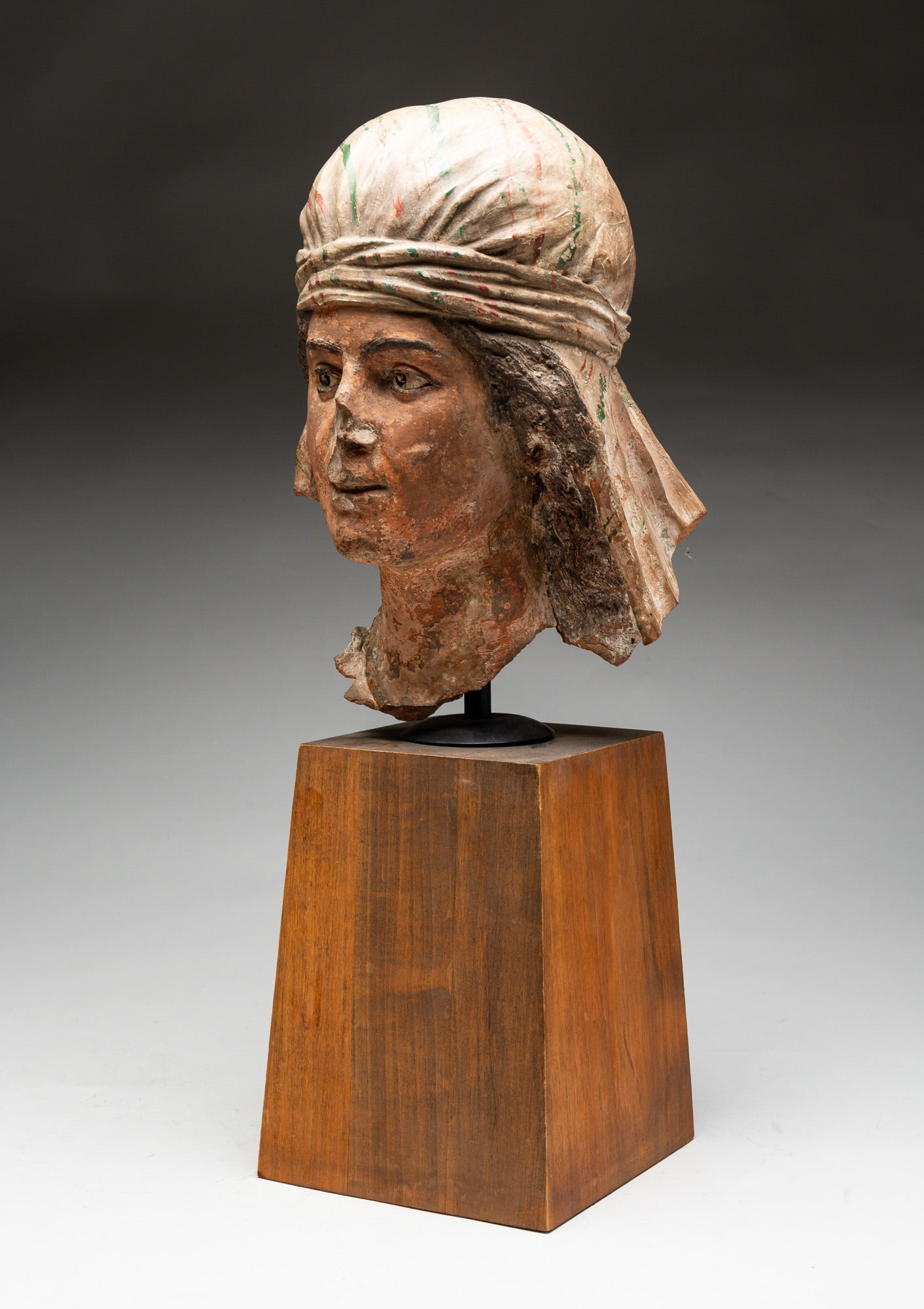 PAINTED TERRACOTTA BUST. (1 of 4)