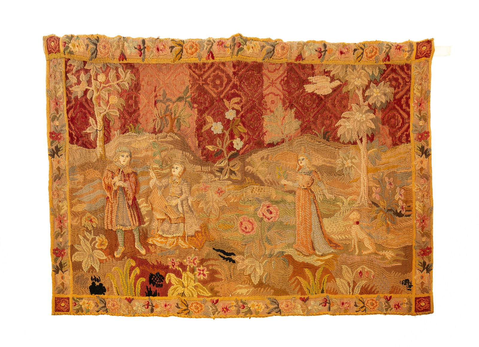 CREWEL WORK TAPESTRY. (1 of 5)