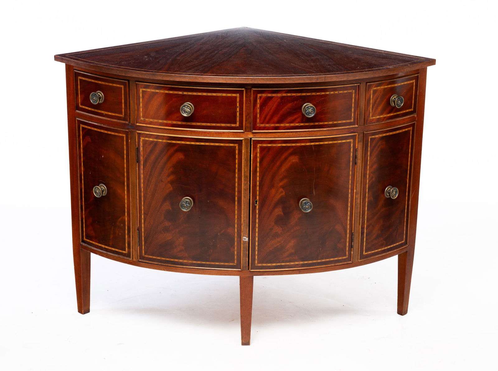 HEPPLEWHITE STYLE INLAID CORNER CABINET. (1 of 4)