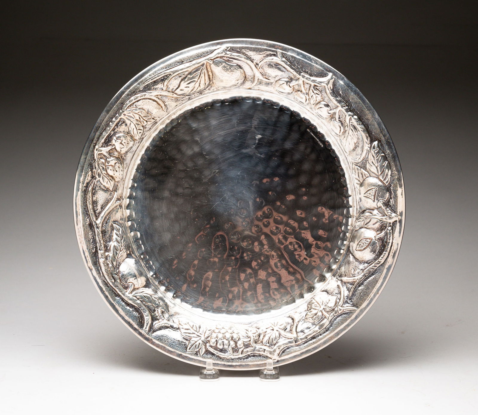 STERLING SILVER HAND-CHASED TRAY. (1 of 5)