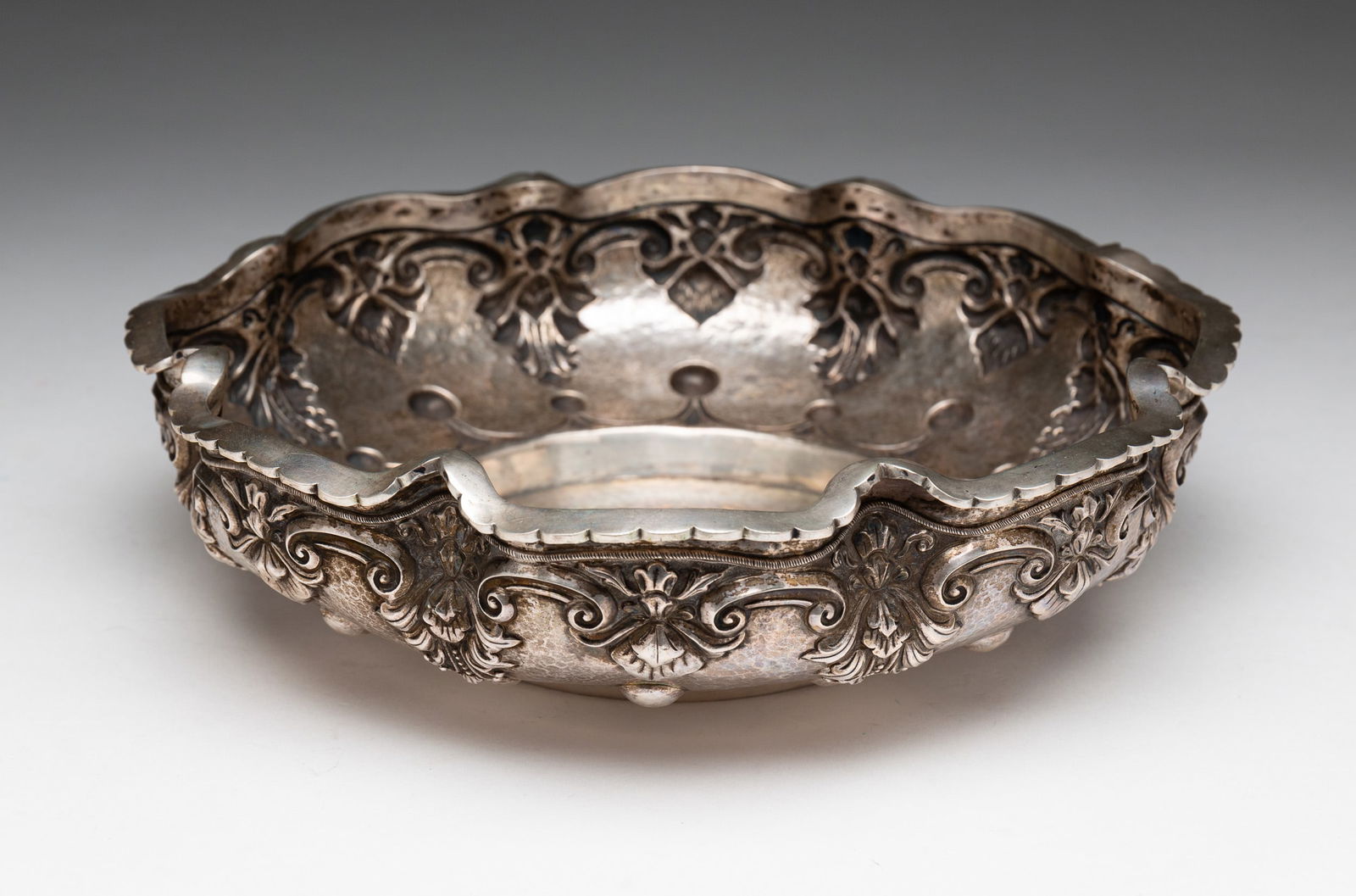 SILVER (800) DECORATED BOWL. (1 of 4)