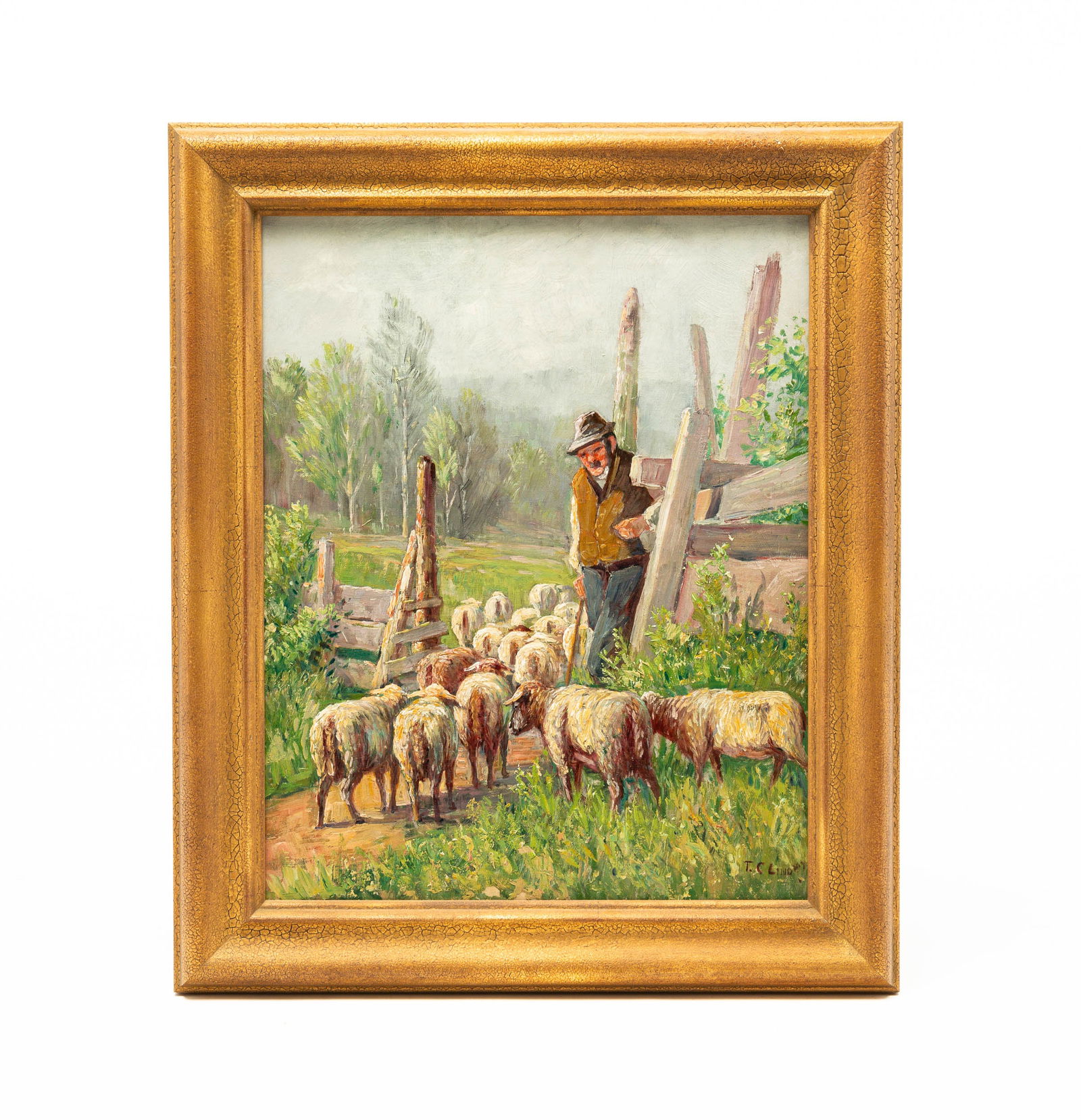 THOMAS CORWIN (TC) LINDSAY (1839-1907)"SHEEP AT THE GATE". (1 of 4)