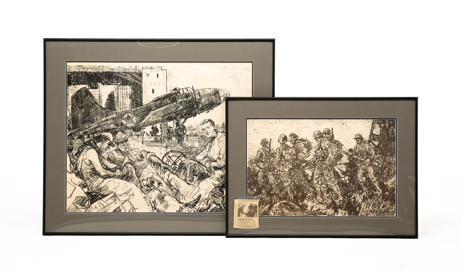 TWO SIGNED WAR THEMED LITHOGRAPH PRINTS BY LESLIE COPE (1913-2002). (1 of 6)
