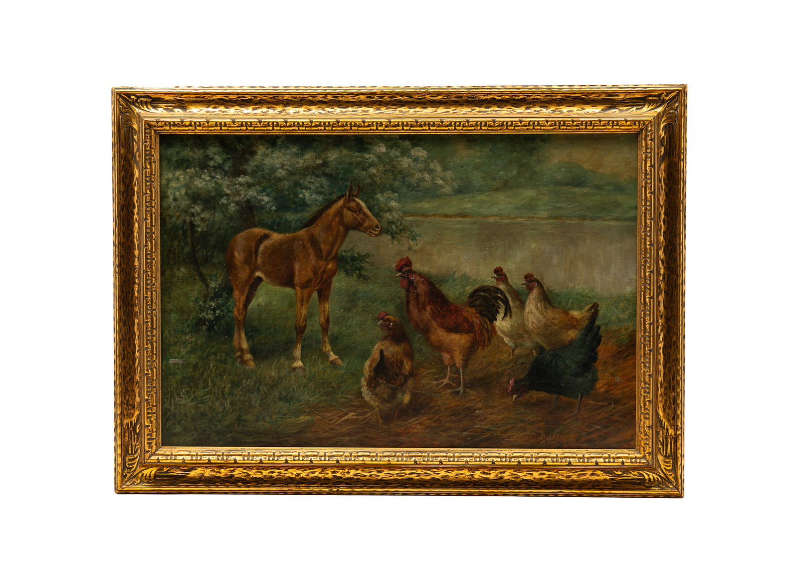 "BARNYARD CONFERENCE" POSSIBLY BY FREDERICK SAMUEL BEAUMONT (1861-1954). (1 of 5)