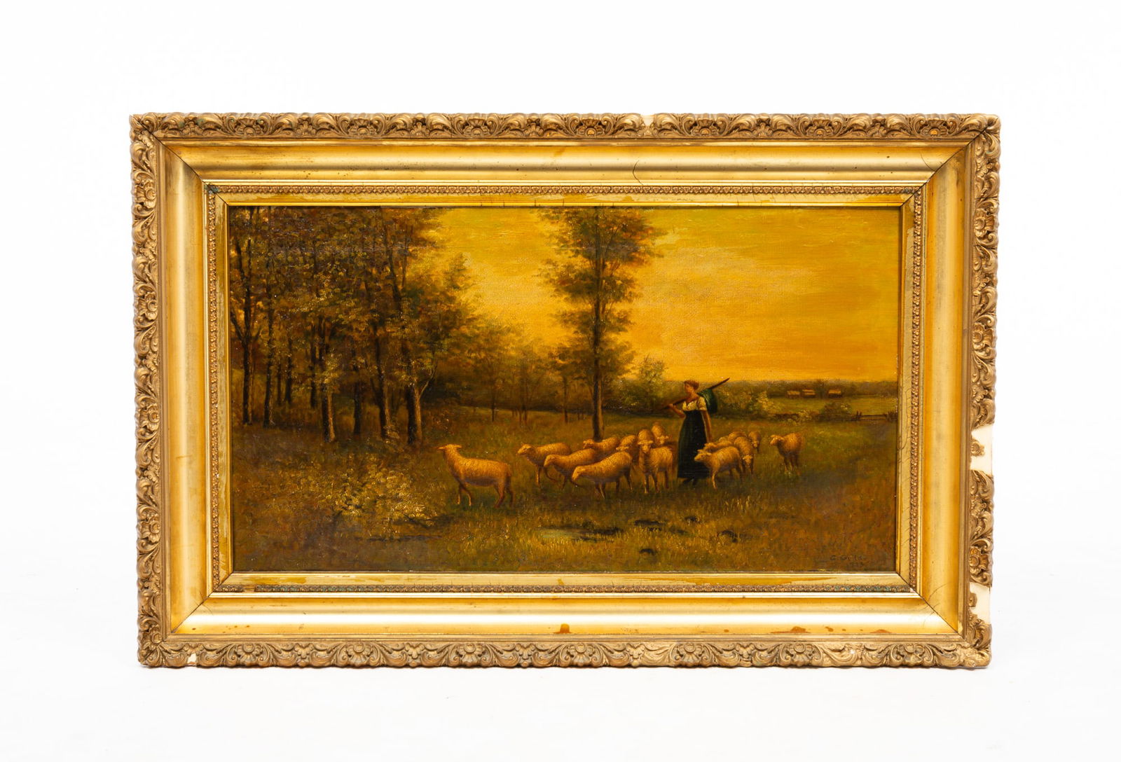 FRAMED OIL PAINTING SIGNED C. GUILD. (1 of 5)