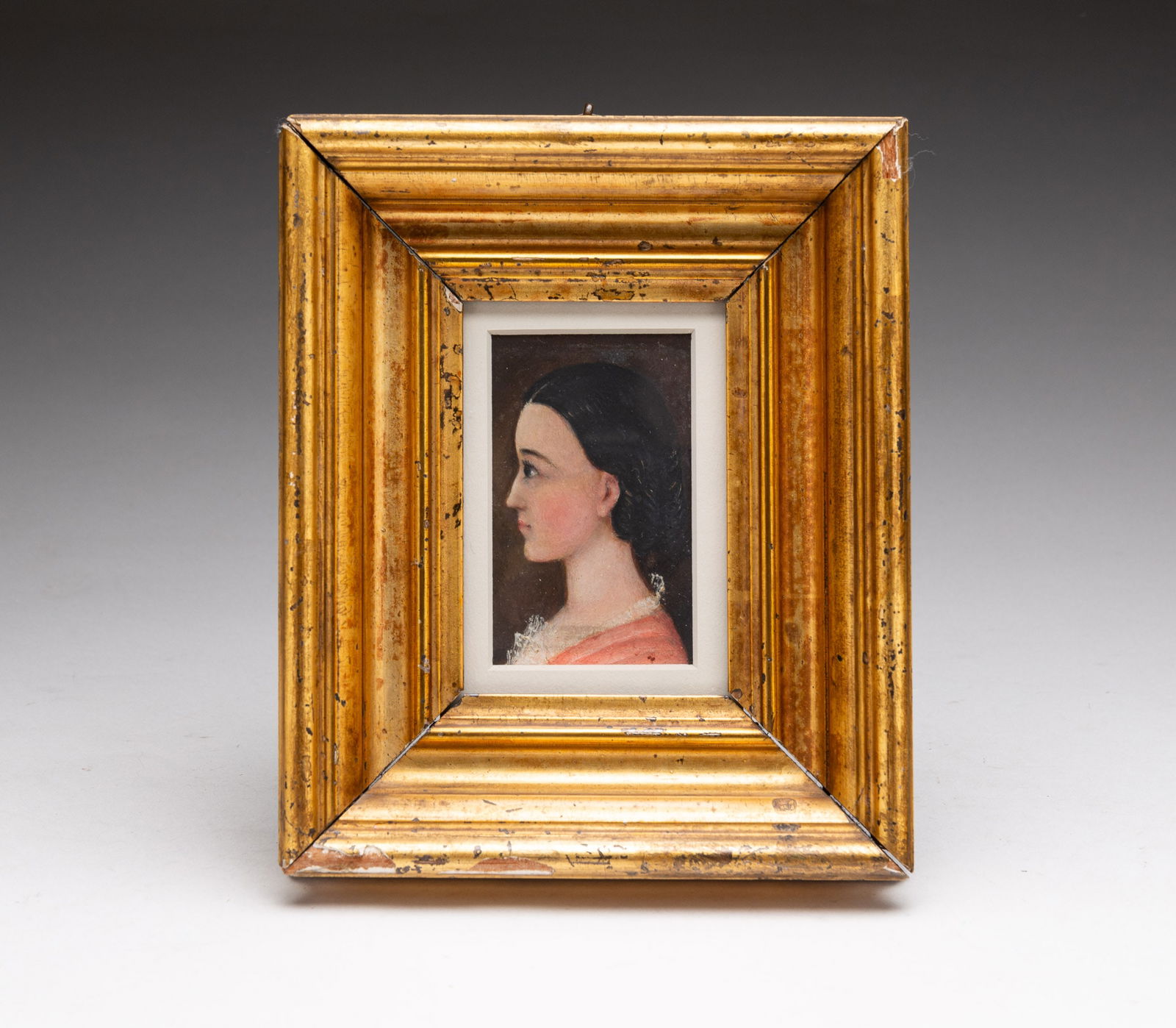 UNKNOWN ARTIST "SMALL PORTRAIT OF A YOUNG LADY". (1 of 3)