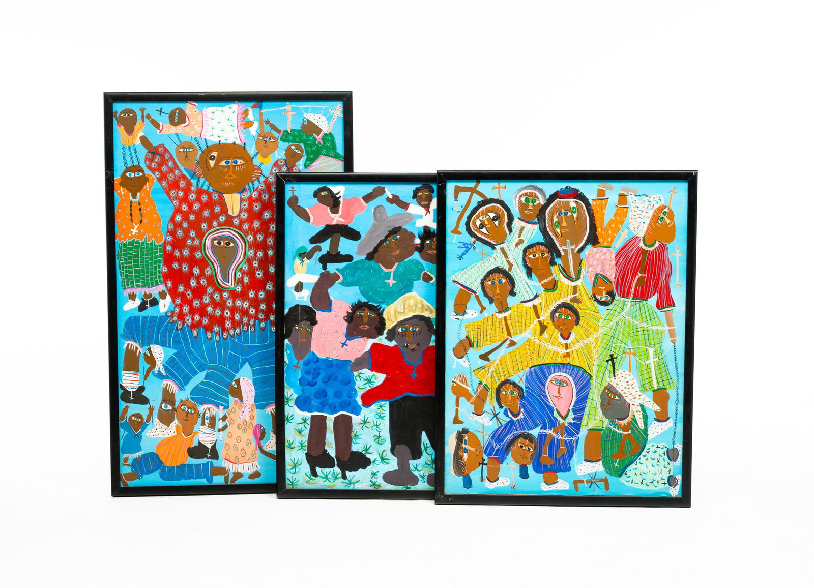 THREE MAXAN JEAN-LOUIS FOLK ART PAINTINGS. (1 of 6)