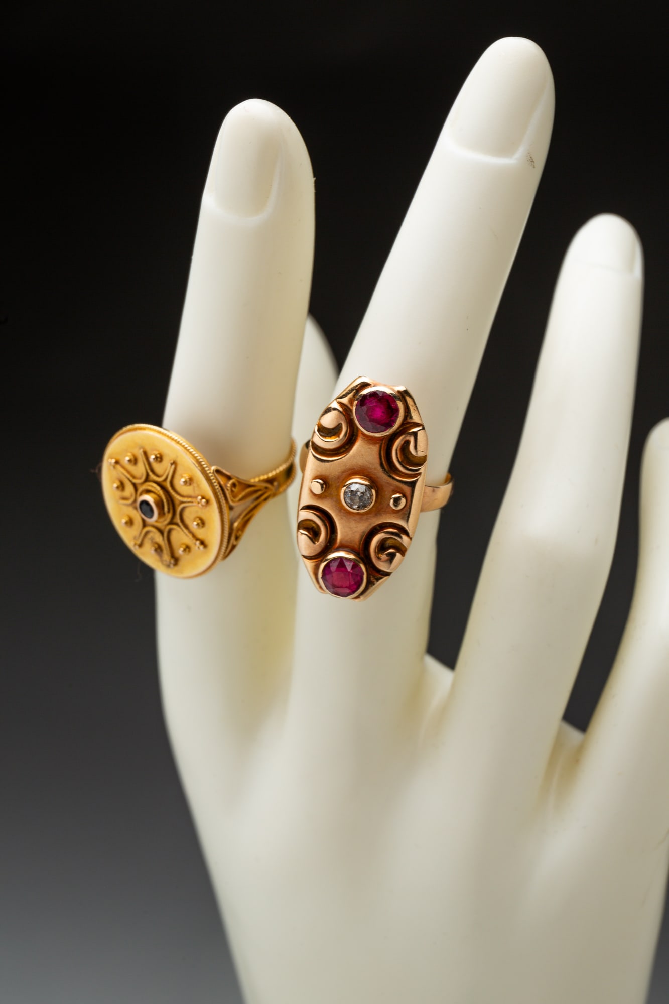 TWO VINTAGE 14 KARAT YELLOW GOLD RINGS. (1 of 3)