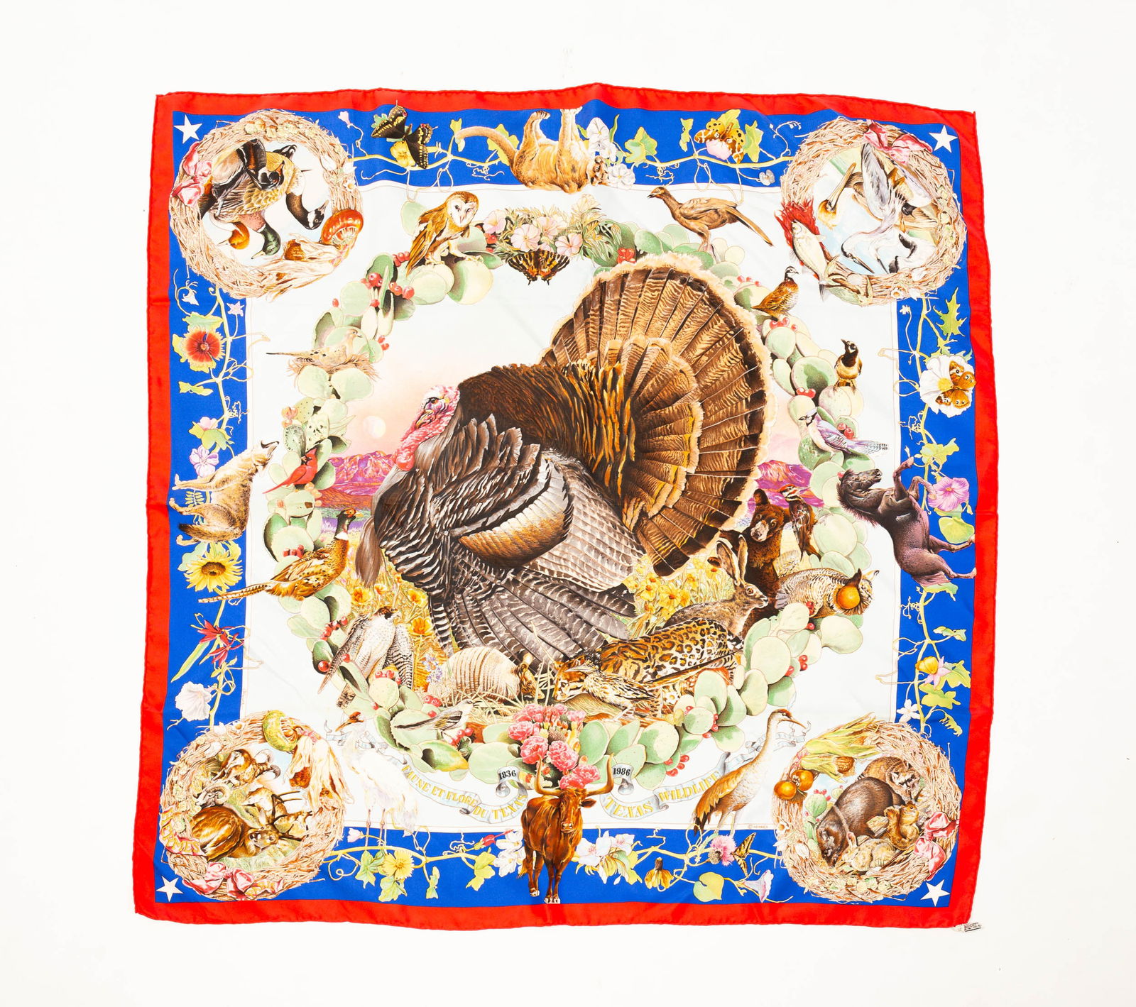 HERMES SILK 90 SCARF "FAUNE ET FLORE DU TEXAS, TEXAS WILDLIFE". (1 of 4)