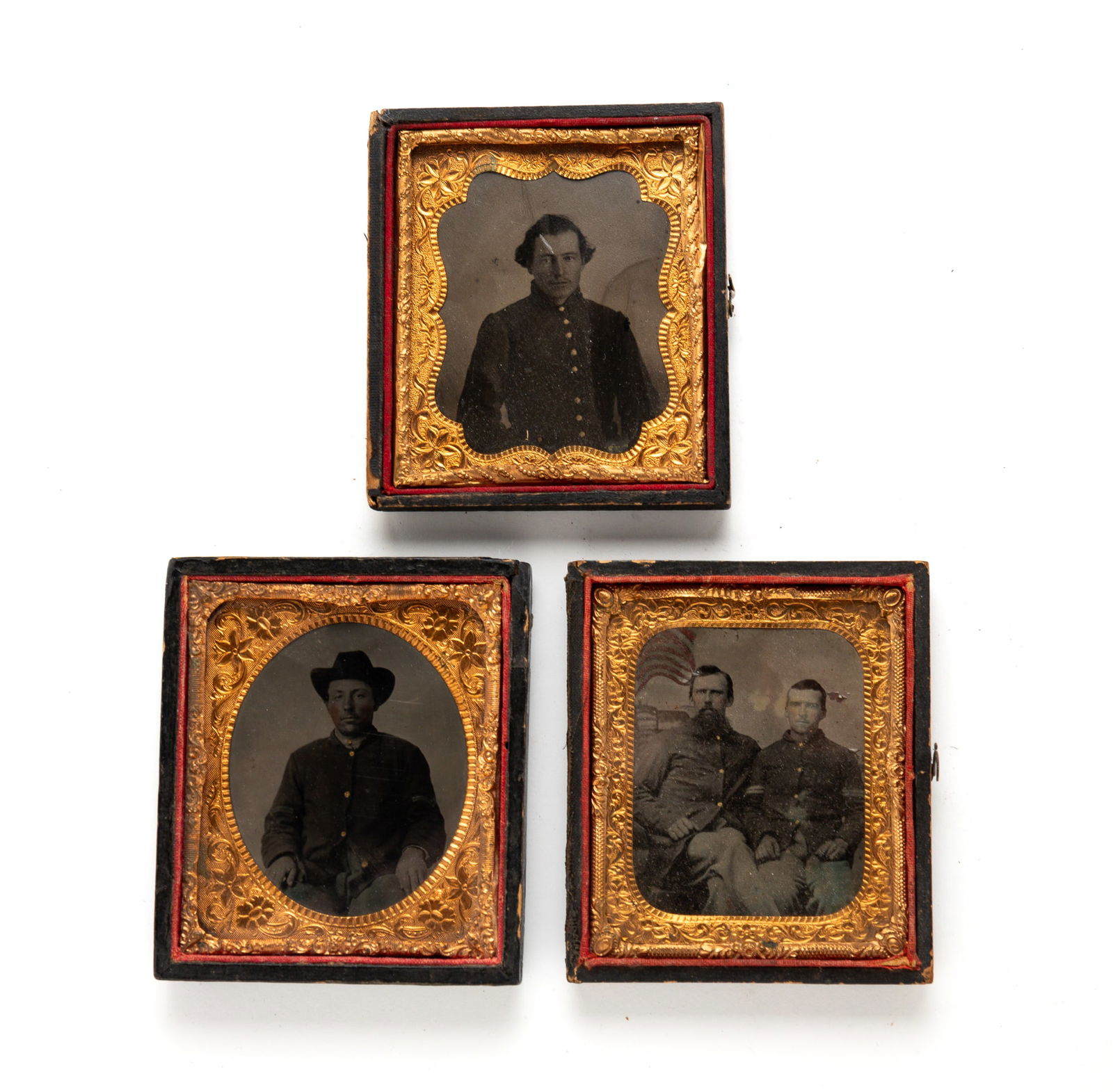THREE SIXTH PLATE CASED CIVIL WAR IMAGES. (1 of 5)