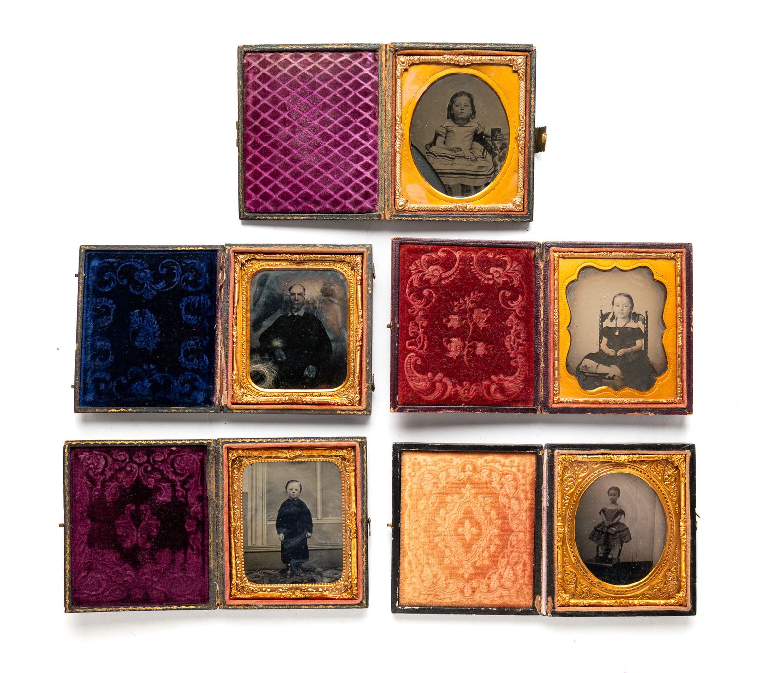 FIVE SIXTH PLATE CASED PORTRAIT IMAGES. (1 of 7)