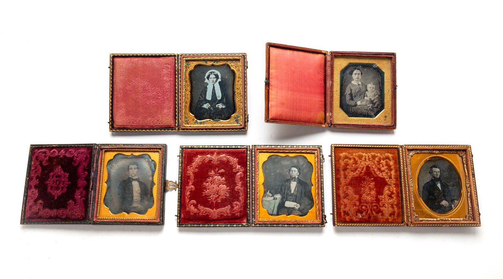 FIVE SIXTH PLATE CASED PORTRAIT IMAGES. (1 of 7)