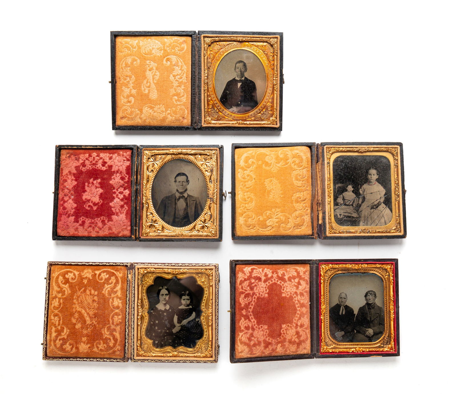 FIVE SIXTH PLATE CASED PORTRAIT IMAGES. (1 of 7)