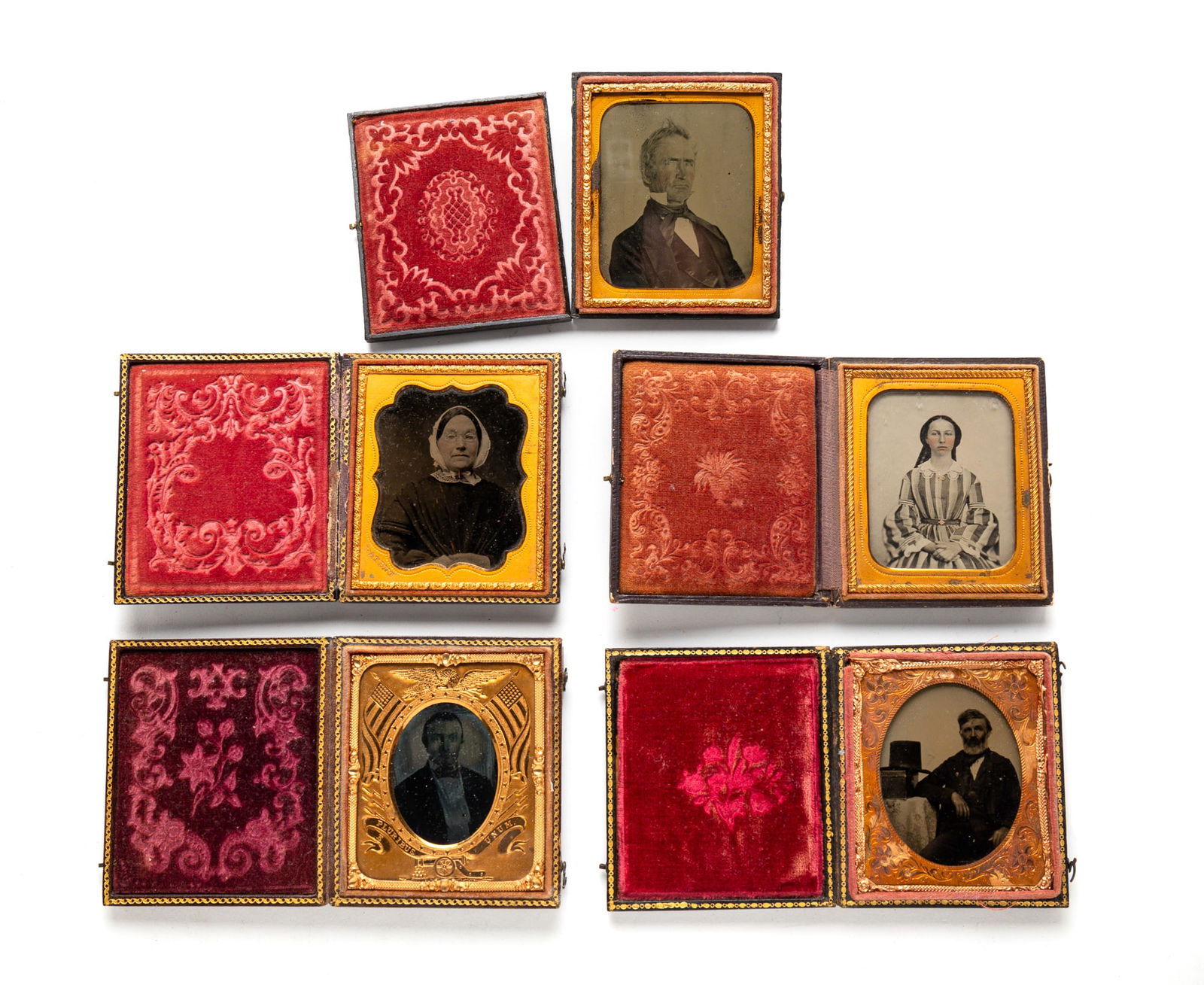 FIVE SIXTH PLATE CASED PORTRAIT IMAGES. (1 of 6)