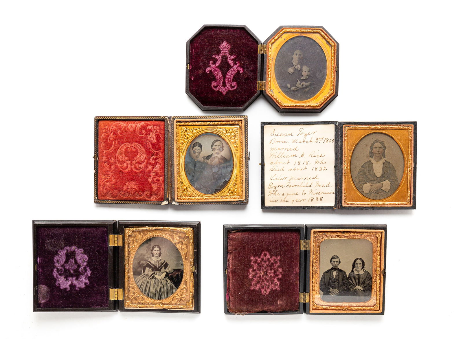 FIVE SIXTH PLATE CASED PORTRAIT IMAGES. (1 of 8)