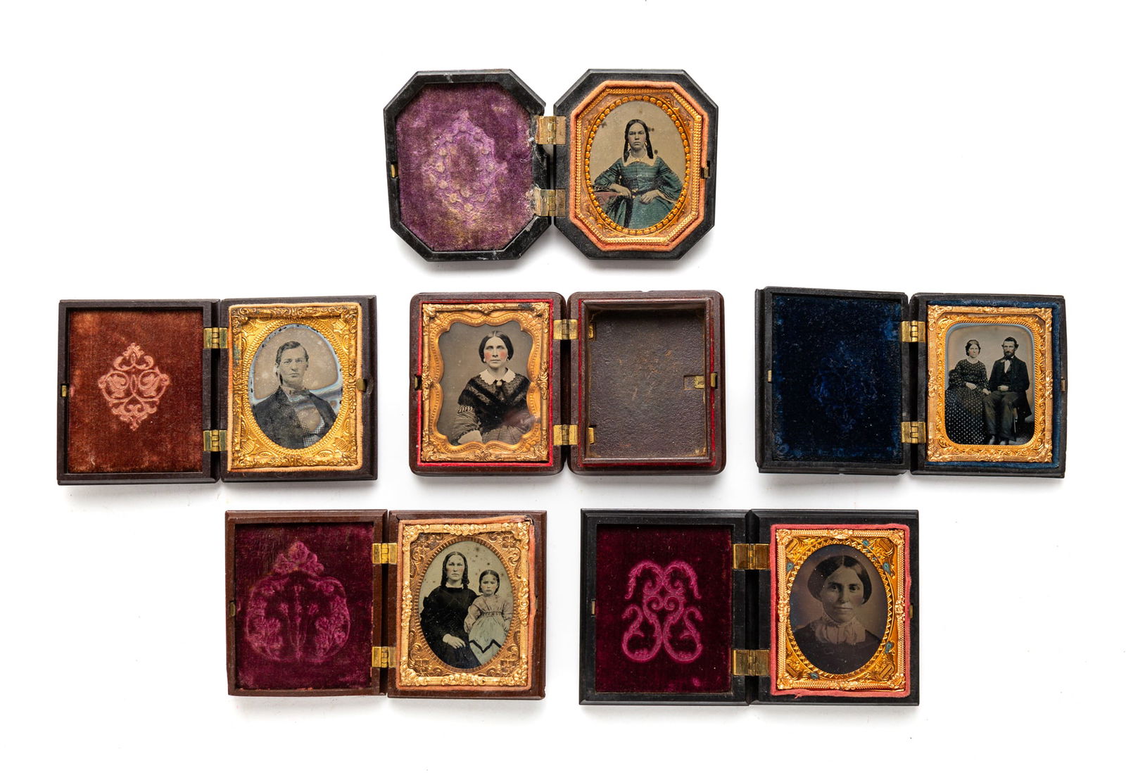 SIX NINTH PLATE CASED PORTRAIT IMAGES. (1 of 8)