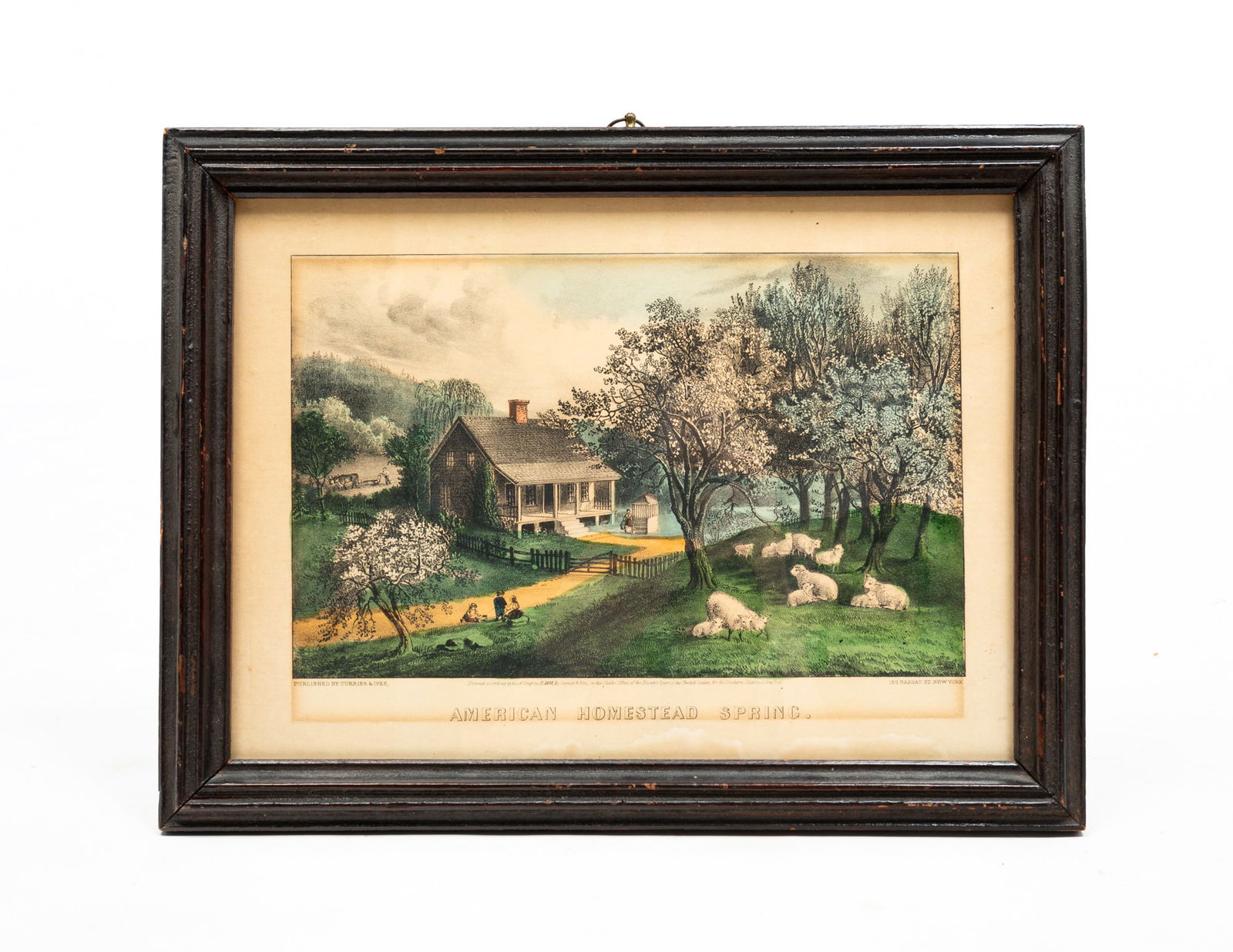 CURRIER & IVES "AMERICAN HOMESTEAD SPRING" PRINT. (1 of 3)