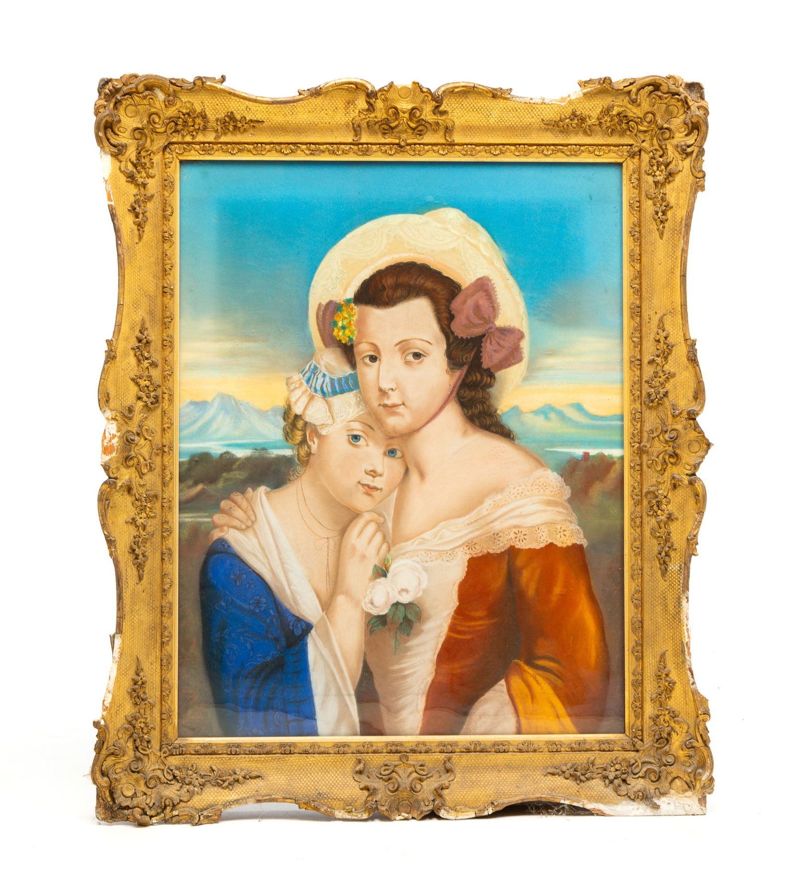 PASTEL PORTRAIT OF MOTHER AND DAUGHTER. (1 of 4)