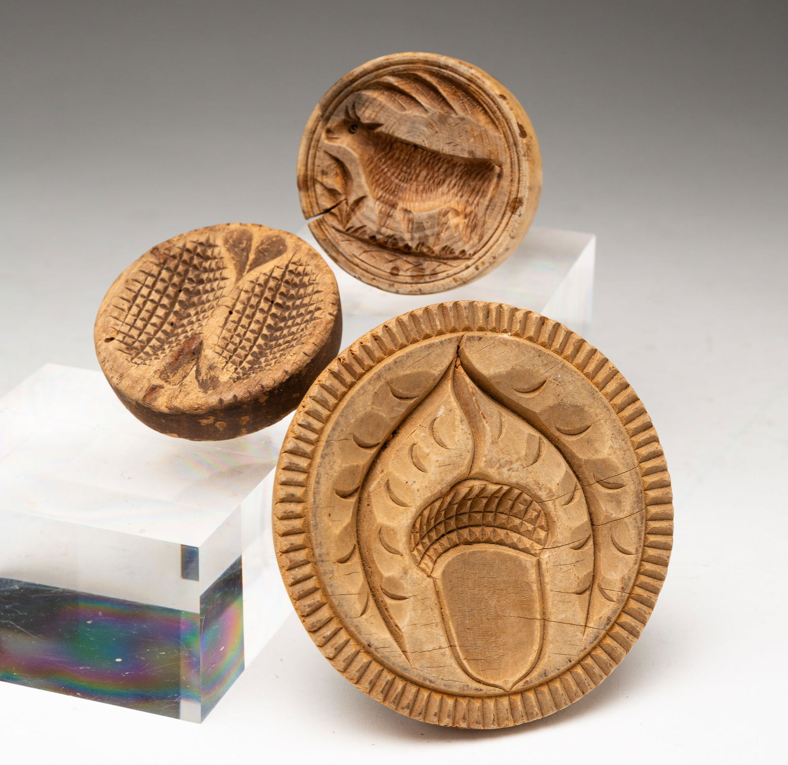 THREE BUTTER PRINTS. (1 of 2)