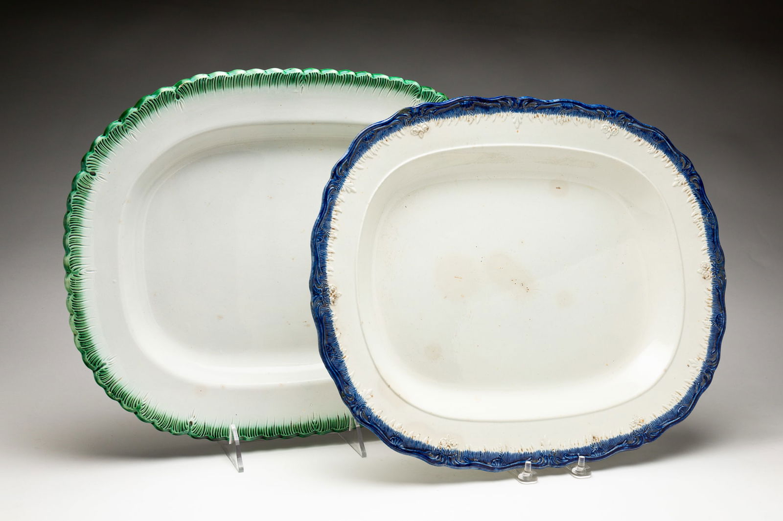 TWO STAFFORDSHIRE FEATHER EDGE PLATTER. (1 of 5)