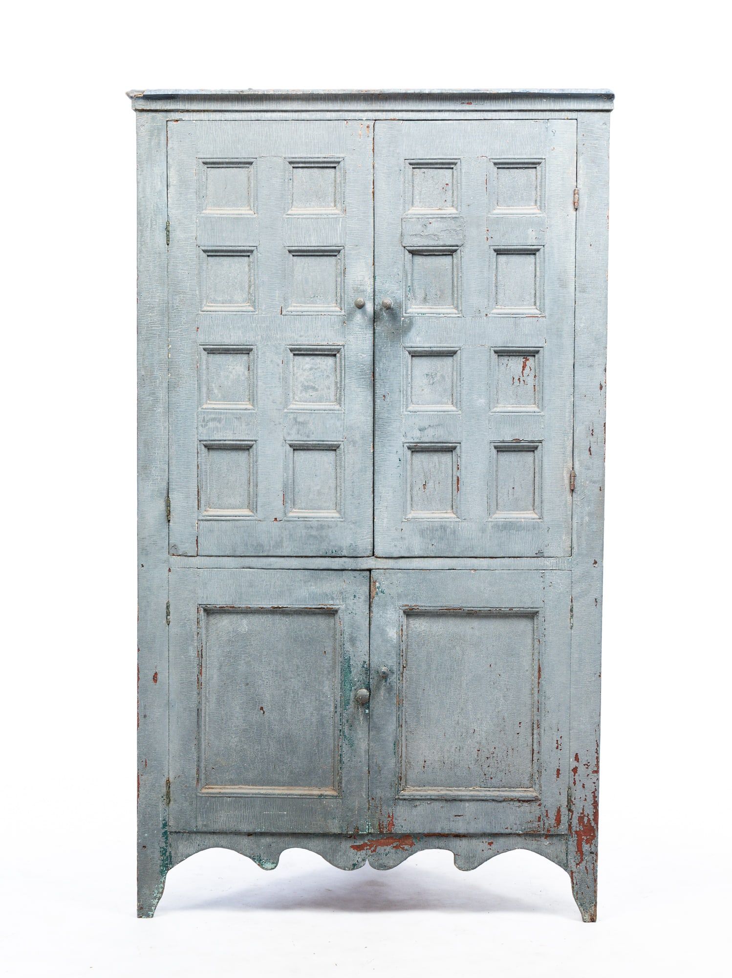 PAINTED COUNTRY CORNER CUPBOARD. (1 of 4)