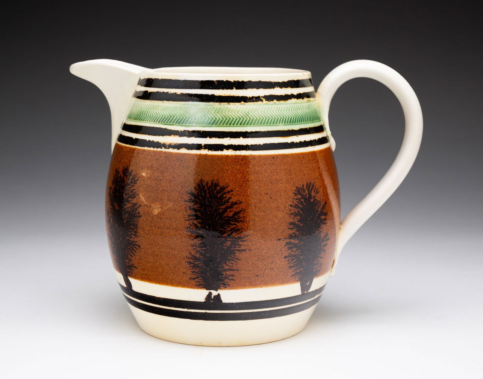 DECORATED MOCHAWARE PITCHER. (1 of 4)