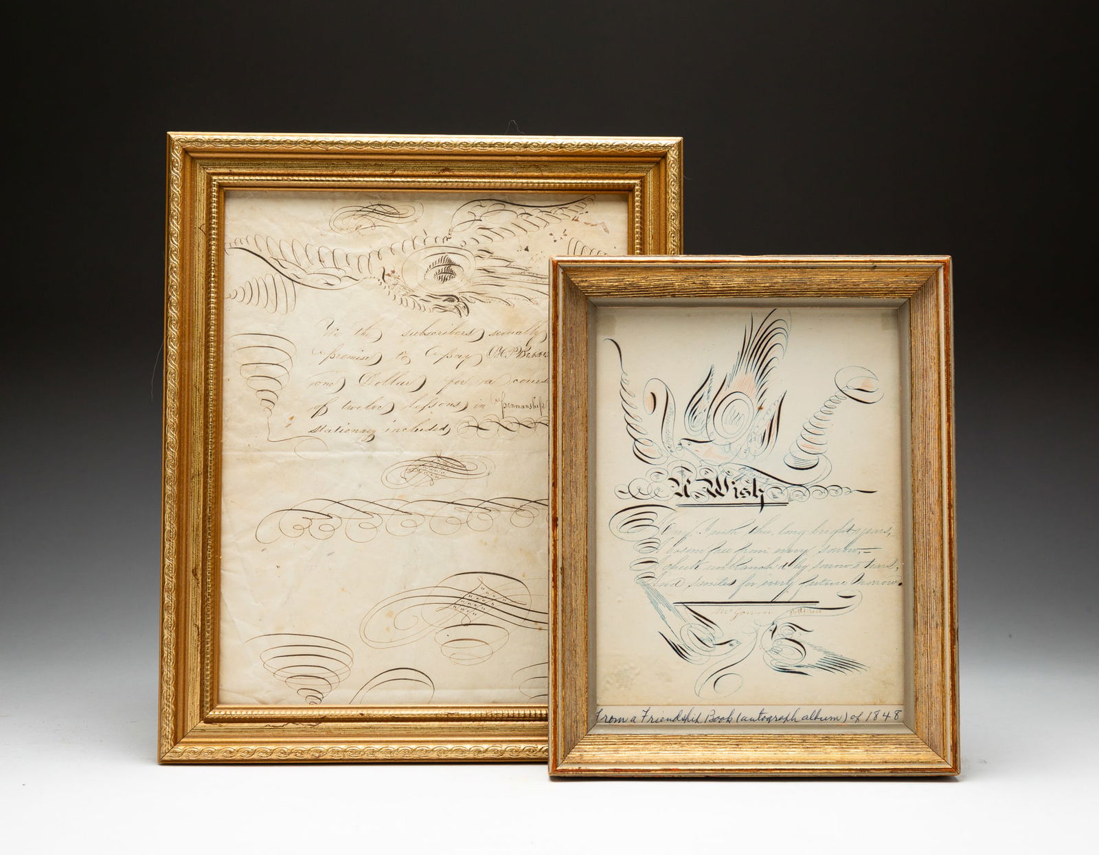 TWO SPENCERIAN SCRIPT PAGES. (1 of 5)