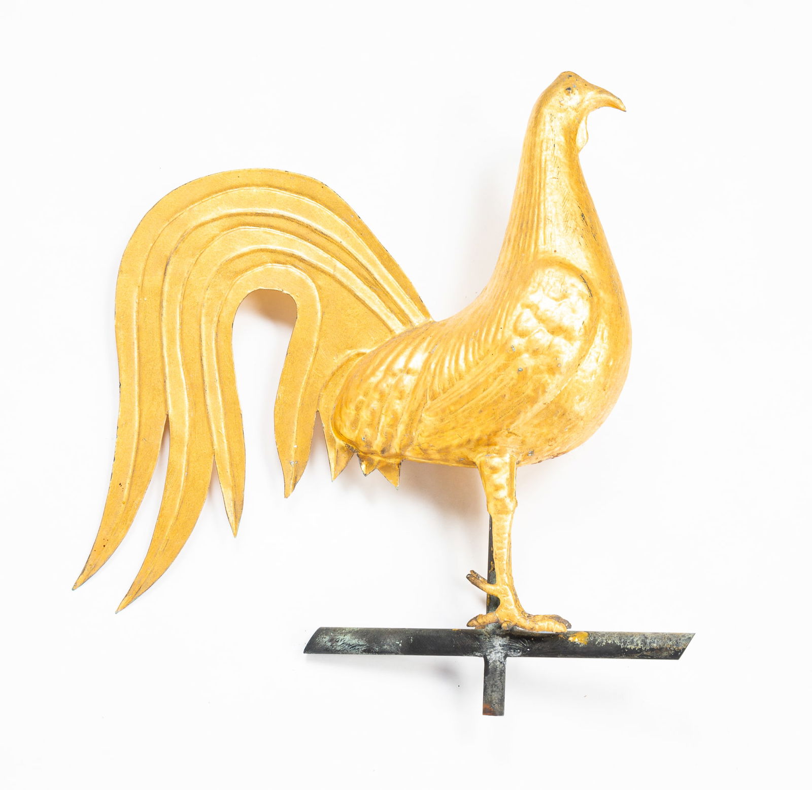 GILT ROOSTER MOLDED COPPER WEATHERVANE. (1 of 4)