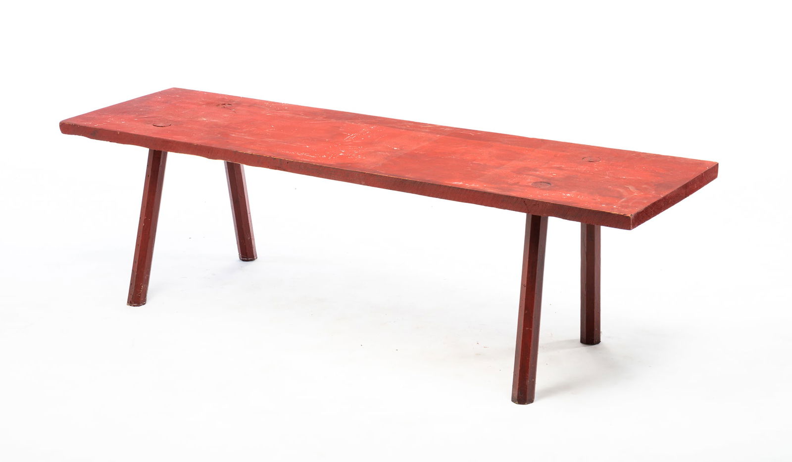 PAINTED PRIMITIVE BENCH. (1 of 4)